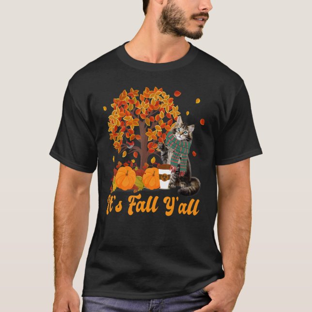 Camiseta Dia de Ação de Graças de Halloween É Queda, Maine  (Frente)