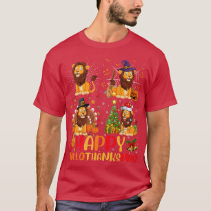 Camiseta Dia de Ação de Graças de Halloween Leão de Natal H