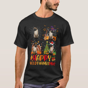 Camiseta Dia de Ação de Graças de Halloween Natal Siamese C