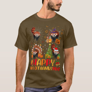 Camiseta Dia de Ação de Graças de Halloween Red Panda Hallo