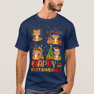 Camiseta Dia de Ação de Graças de Halloween Tiger HalloObri