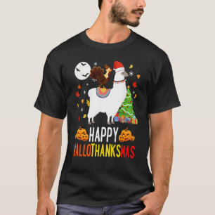 Camiseta Dia de Ação de Graças de Llama Happy Hallothanksma
