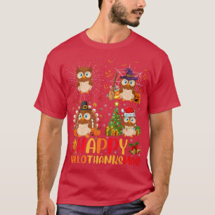 Camiseta Dia de Ação de Graças de Natal Barn Owl Hallotha