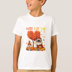 Camiseta Dia de Ação de Graças de Outono Gatinho do Himalai