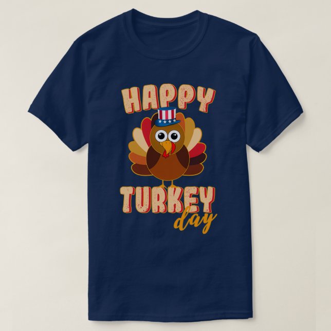 Camiseta Dia de Ação de Graças Dia da Turquia Engraçado Açã (Frente do Design)