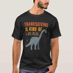 Camiseta Dia de Ação de Graças Dinossauro Pilgrim Cote Memó