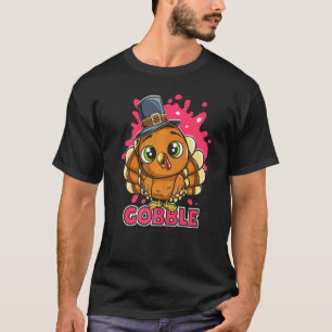 Camiseta Dia de Ação de Graças do Pilgrim das Crianças Gobb