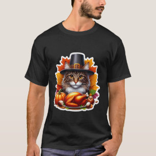 Camiseta Dia de Ação de Graças Dono de Gato Maine Coon Aman