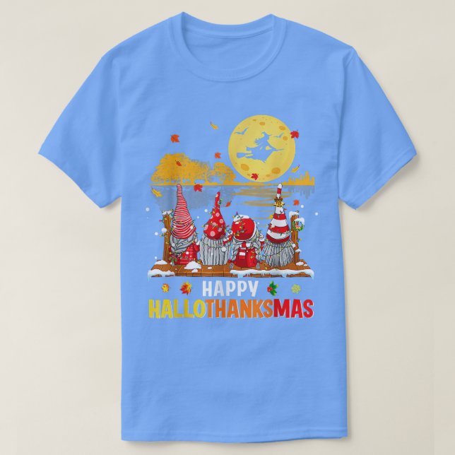 Camiseta Dia de Ação de Graças dos Gnomos Happy Hallothanks (Frente do Design)