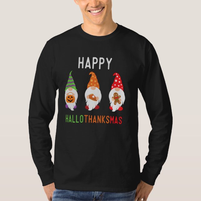 Camiseta Dia de Ação de Graças dos Gnomos Happy Hallothanks (Frente)