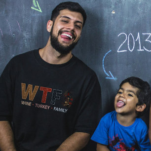 Camiseta Dia de Ação de Graças Família Peru Vinho WTF Engra