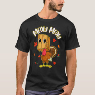 Camiseta Dia de Ação de Graças Gato Divertido Gato Fake Meo