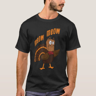 Camiseta Dia de Ação de Graças Gato Engraçado Gato Fake Meo