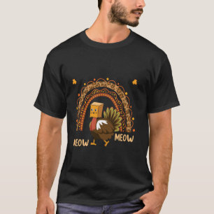 Camiseta Dia de Ação de Graças Gato Engraçado Gato Fake Meo