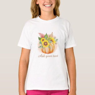 Camiseta Dia de Ação de Graças Outono Abóbora e Girassol
