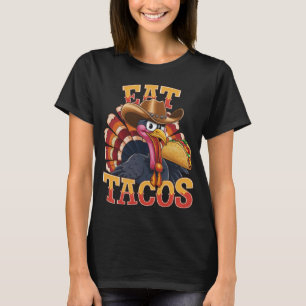 Camiseta Dia de Ação de Graças Peru Comer Tacos Mexicano D