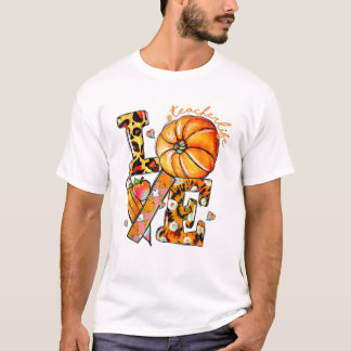 Camiseta Dia de Ação de Graças Professor Vida Abóbora