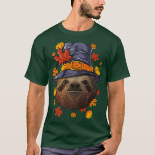 Camiseta Dia de Ação de Graças Sloth Pilgrim Fall Autumn