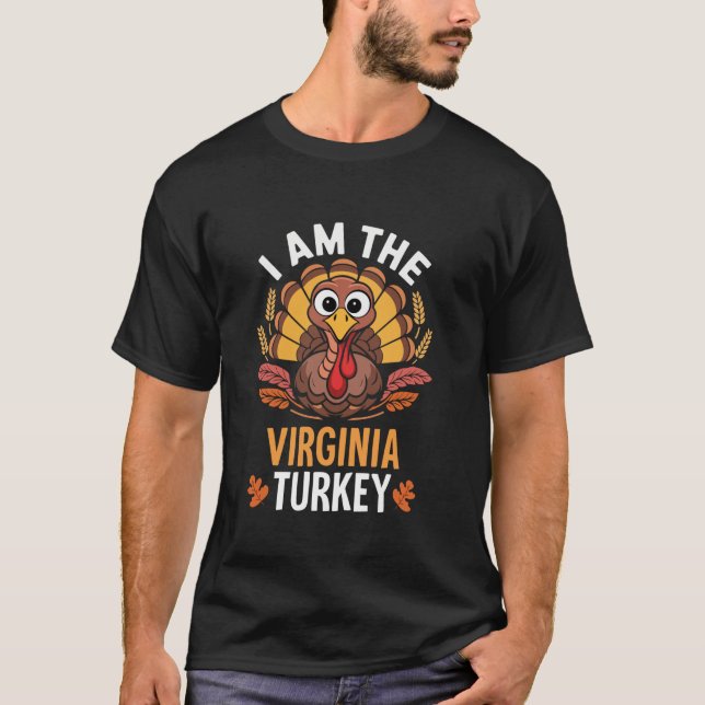 Camiseta Dia de Ação de Graças Sou a "Virginia Turkey Match (Frente)