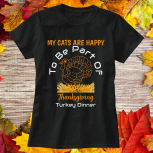 Camiseta Dia de Ação de Graças Turquia Janta Gatos Personal