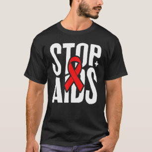 Camiseta Dia de Ajuda à Palavra Parar AIDS Fita Vermelha de