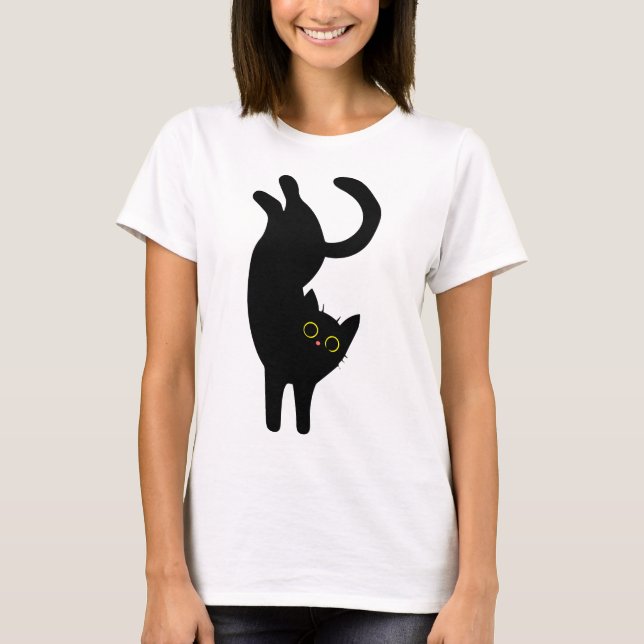 Camiseta Dia de Apreciação de Gato Negro, desenho animado (Frente)