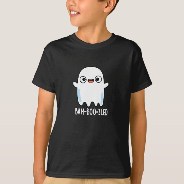 Camiseta Dia de as Bruxas engraçado Bam-boo-zled Ghost Pun  (Frente)