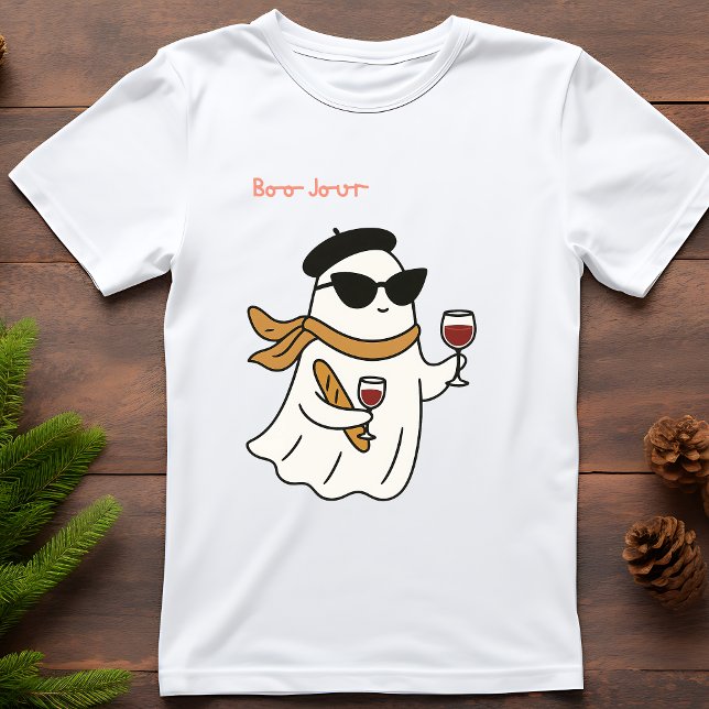 Camiseta Dia de as Bruxas engraçado Boo Jour (Boo Jour Paris. Cute chic ghost for halloween)
