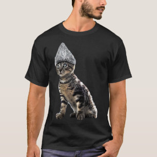 Camiseta Dia de as Bruxas engraçado Cat Tin Foil Hat Conspi