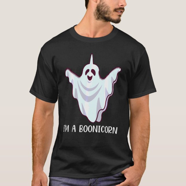 Camiseta Dia de as Bruxas engraçado Costume Ghost Unicorn (Frente)