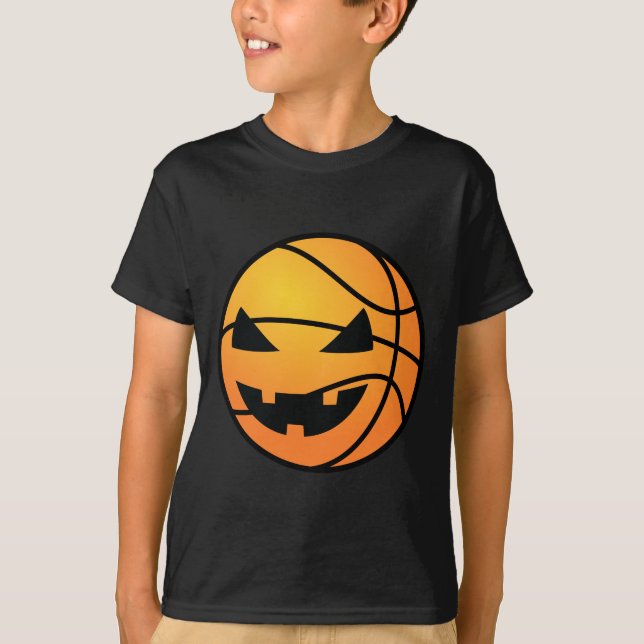 Camiseta Dia de as Bruxas engraçado de basquete Jack O Lant (Frente)
