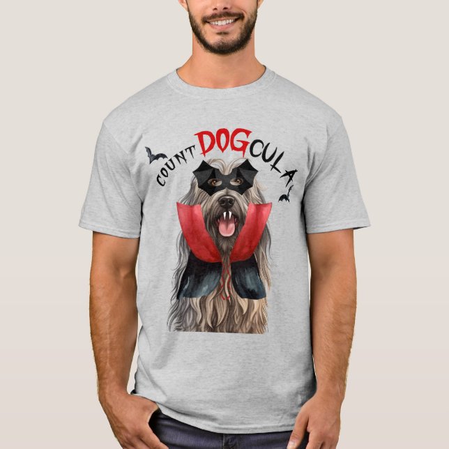 Camiseta Dia de as Bruxas engraçado de Cachorro Bergamasco (Frente)