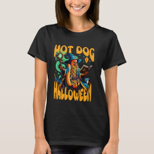 Camiseta Dia de as Bruxas engraçado de Cachorro Quente Feit