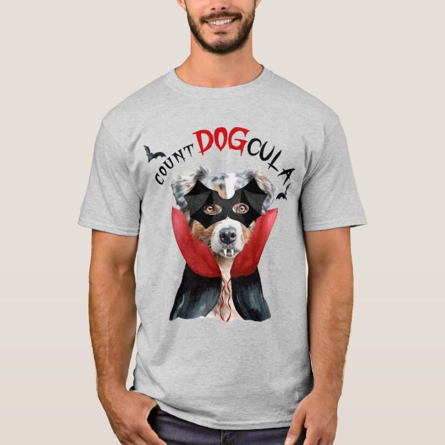 Camiseta Dia de as Bruxas engraçado de Cachorro-Vampiro Aus (Frente)