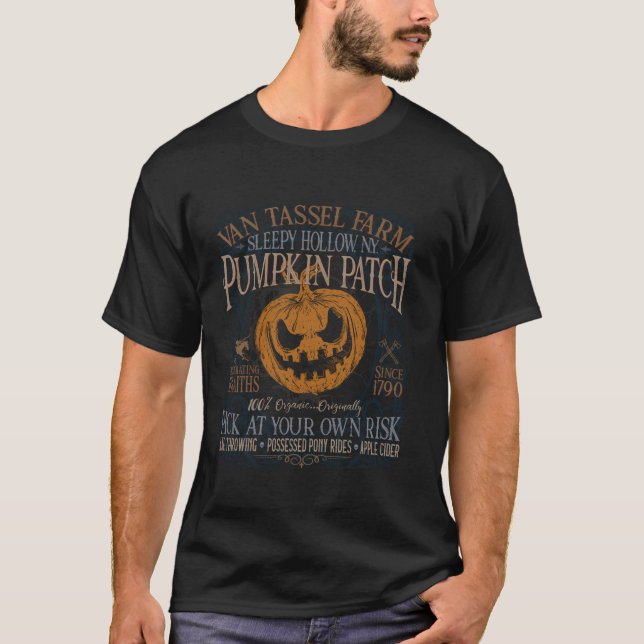 Camiseta Dia de as Bruxas engraçado de Fazenda de Abóbora S (Frente)