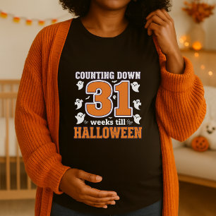 Camiseta Dia de as Bruxas engraçado De Gravidez; 31 Semanas