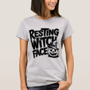 Camiseta Dia de as Bruxas engraçado de rosto de bruxa em re