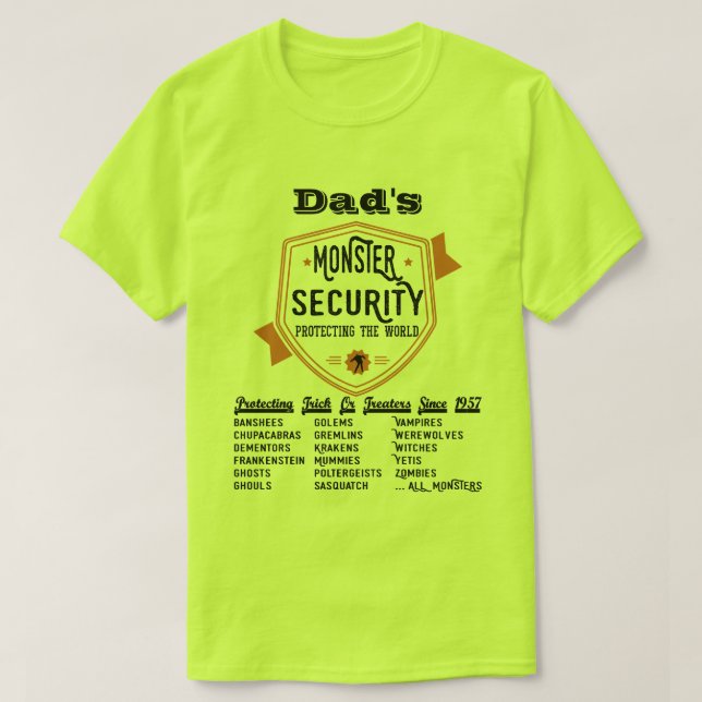 Camiseta Dia de as Bruxas engraçado de Segurança do Monstro (Frente do Design)