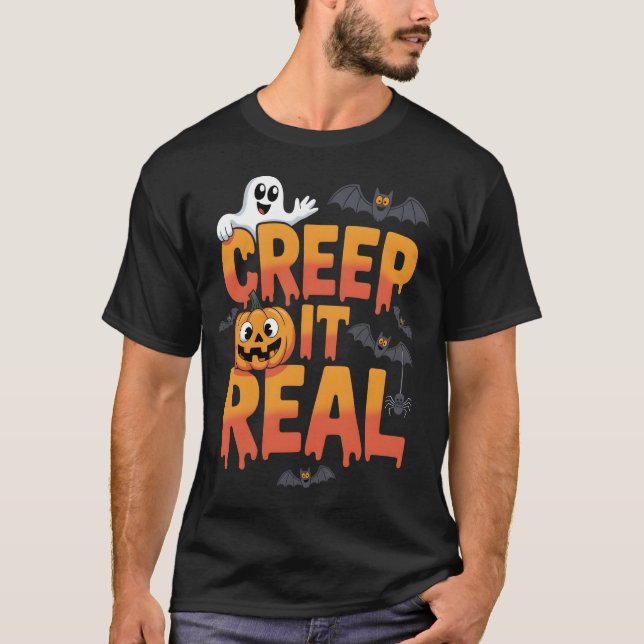 Camiseta Dia de as Bruxas engraçado De Ti Real Mantenha-A R (Frente)