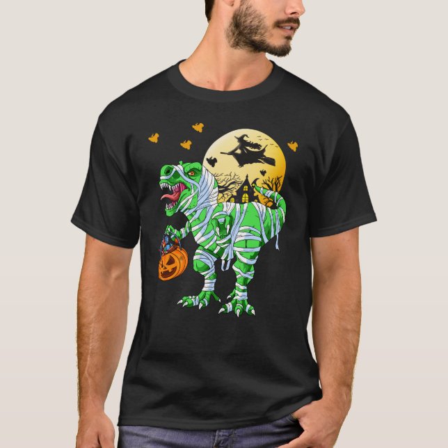 Camiseta Dia de as Bruxas engraçado Dinossaur Dino T Rex Sp (Frente)