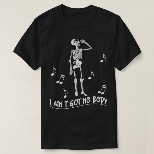 CAMISETA DIA DE AS BRUXAS ENGRAÇADO ESQUELETON CANTANDO EU  (Frente do Design)