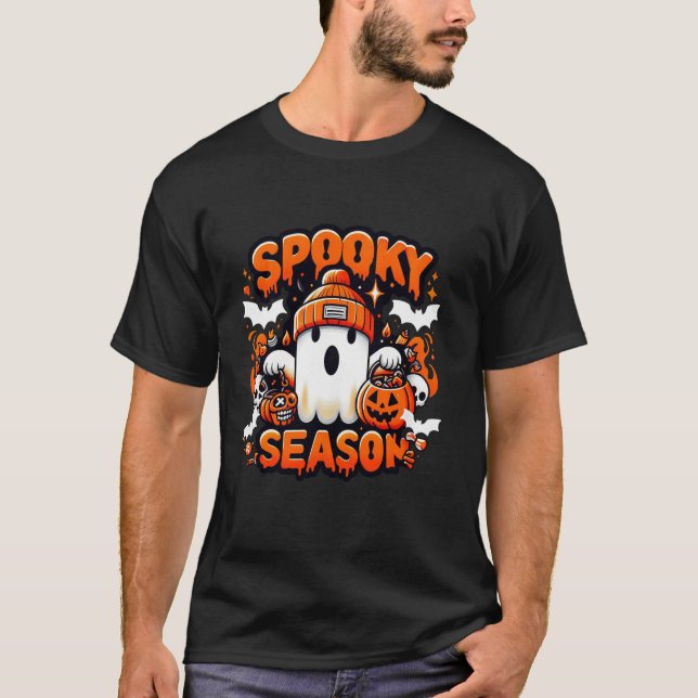 Camiseta Dia de as Bruxas engraçado Fantasma Boo Pumpkin Co (Frente)