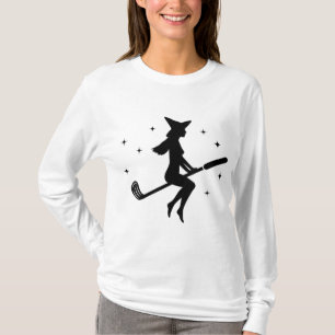 Camiseta Dia de as Bruxas engraçado Feitiço de Golfe Mulher