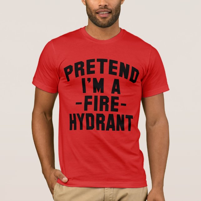 Camiseta Dia de as Bruxas engraçado finge que sou um hidran (Frente)