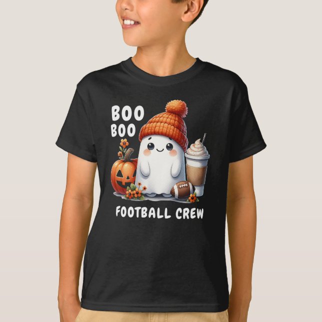 Camiseta Dia de as Bruxas engraçado Futebol Boo Crew Cute G (Frente)
