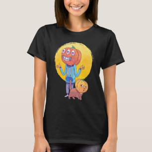 Camiseta Dia de as Bruxas engraçado Gato Face Pumpkin Boi S