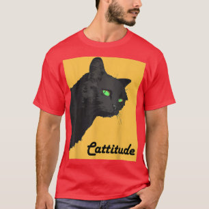 Camiseta Dia de as Bruxas engraçado Preto Gato Cattitude As