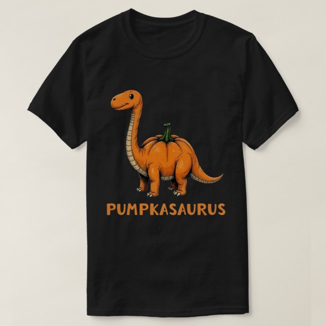 Camiseta Dia de as Bruxas engraçado Pumpkasaurus Pumpkin Di (Frente do Design)