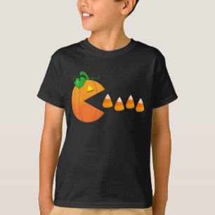 Camiseta Dia de as Bruxas engraçado Pumpkin Comendo Jogador