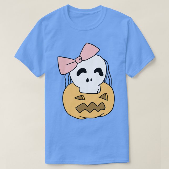 Camiseta Dia de as Bruxas engraçado Pumpkin Skull Gift Para (Frente do Design)